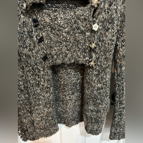 BKE Gray Speckled Button Front Collared Open Cardigan Sweater S - Picture 4 of 5